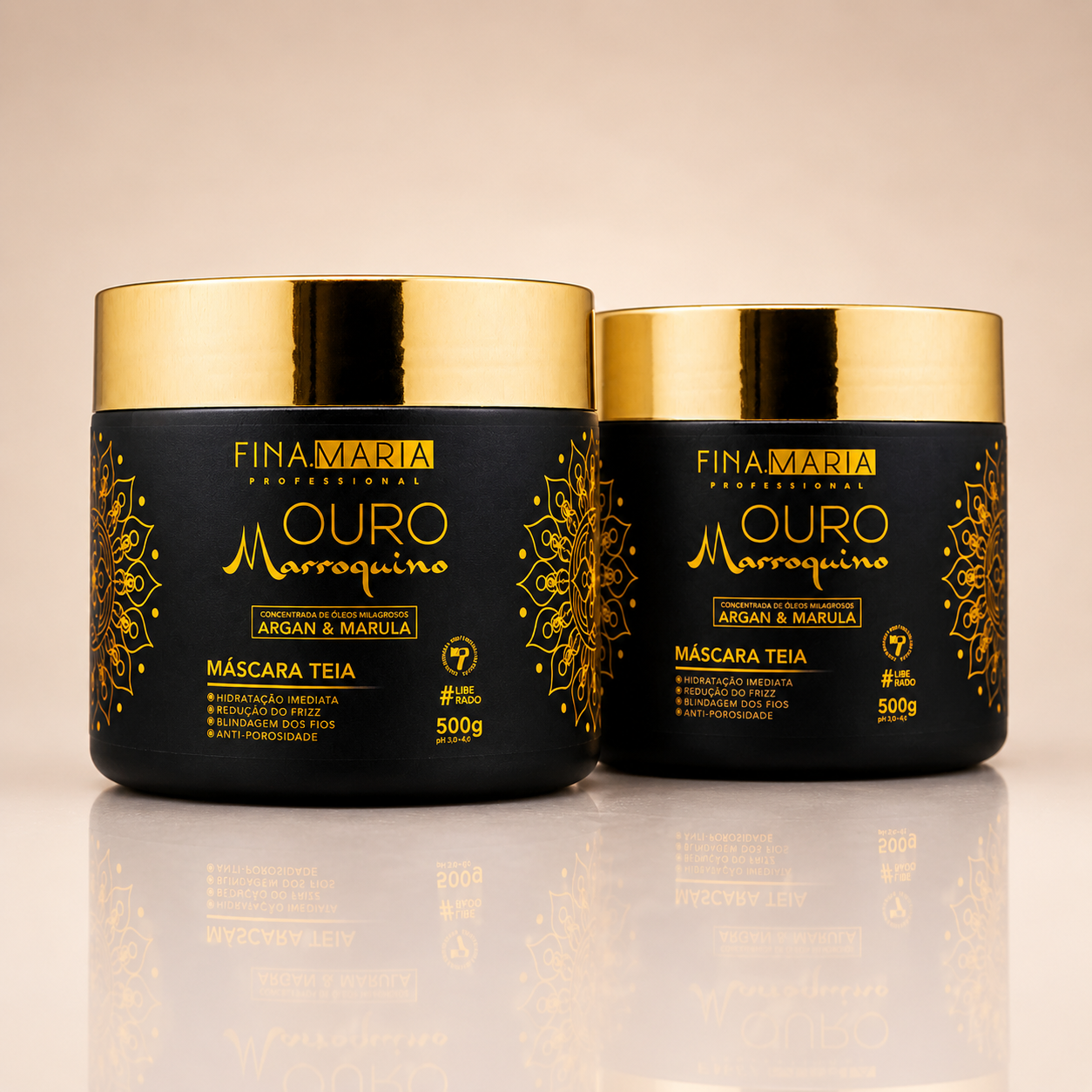 Dois potes de máscara Teia Ouro Marroquino Fina Maria de 500g